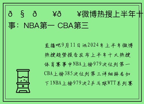 🧐🔥🔥微博热搜上半年十大体育赛事:NBA第一 CBA第三